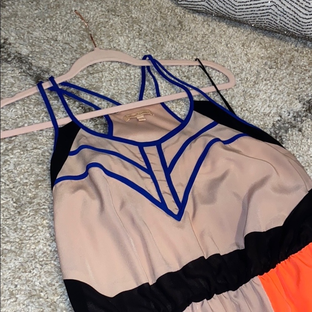 Neon & Nude Color Block Maxi Dress